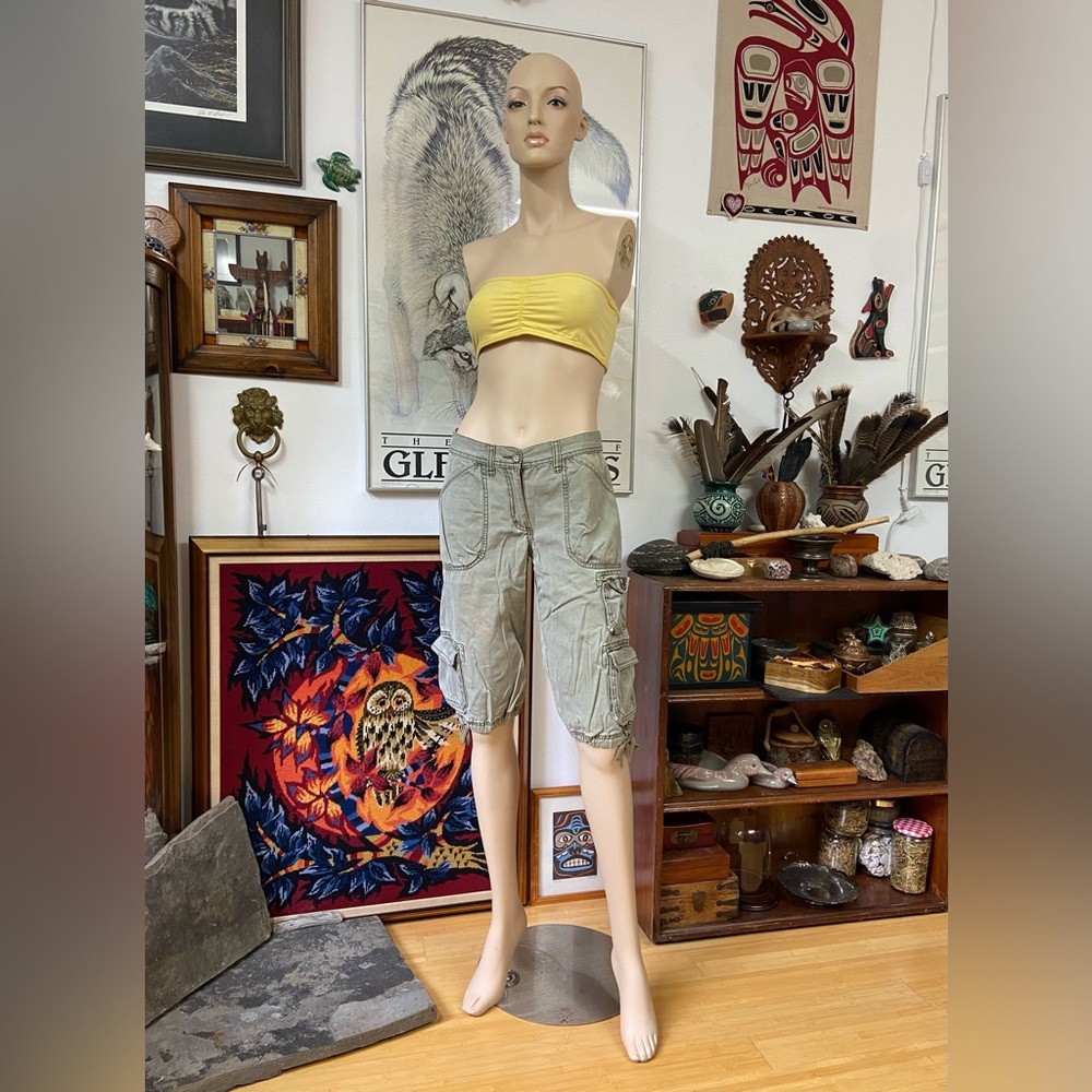 Y2K Light Green Cargo Shorts